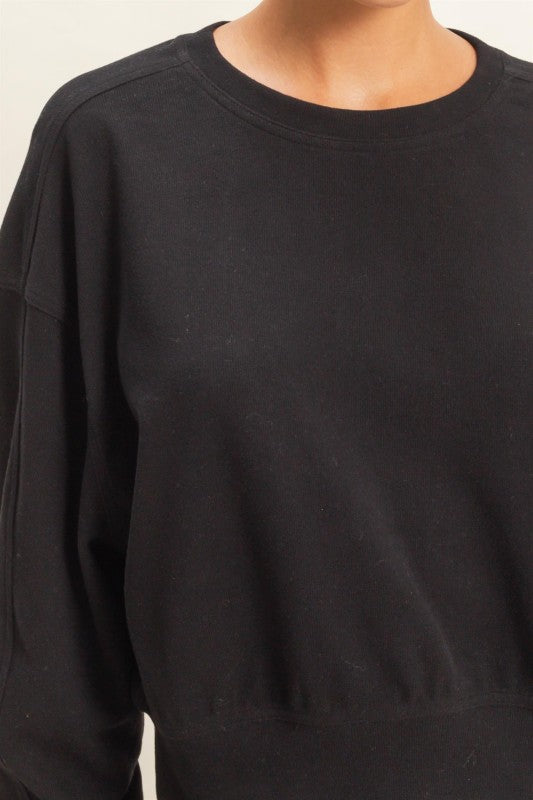 Ribbed Casual Pullover - Black-Casual Tops- Hometown Style HTS, women's in store and online boutique located in Ingersoll, Ontario
