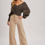 Wrap Crossover Sweater - Ash-Sweater- Hometown Style HTS, women's in store and online boutique located in Ingersoll, Ontario