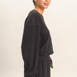 Ribbed Casual Pullover - Black-Casual Tops- Hometown Style HTS, women's in store and online boutique located in Ingersoll, Ontario