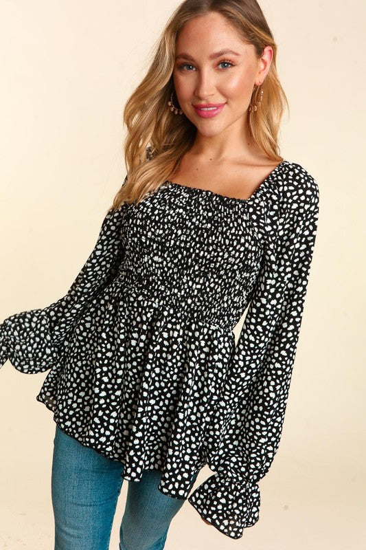 Long Sleeve Babydoll - Black-blouse- Hometown Style HTS, women's in store and online boutique located in Ingersoll, Ontario