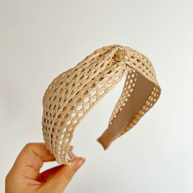 Woven Straw Twist Knot Headband-Accessories- Hometown Style HTS, women's in store and online boutique located in Ingersoll, Ontario