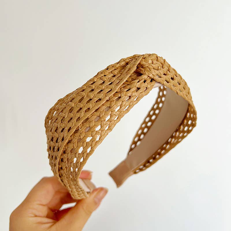 Woven Straw Twist Knot Headband-Accessories- Hometown Style HTS, women's in store and online boutique located in Ingersoll, Ontario
