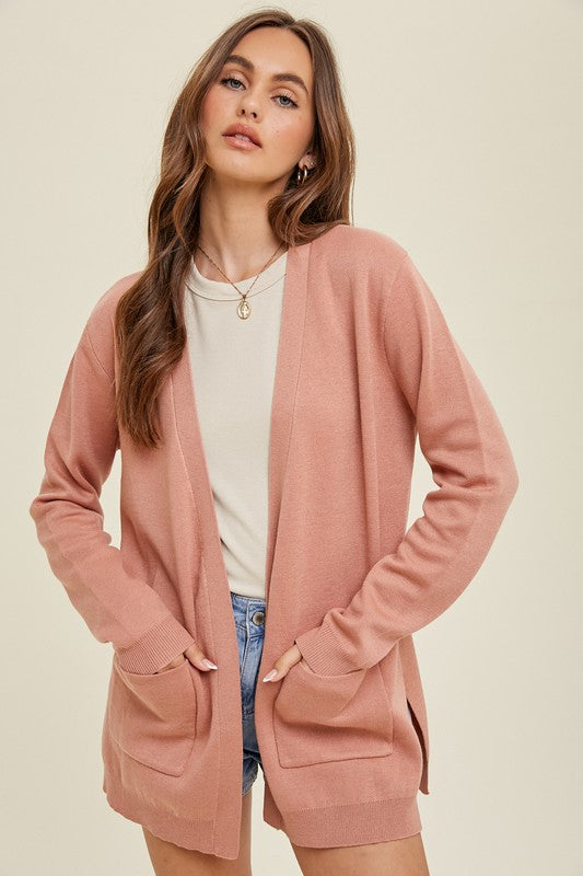 Heathered Cardigan with Pockets - Sunset-Sweater- Hometown Style HTS, women's in store and online boutique located in Ingersoll, Ontario