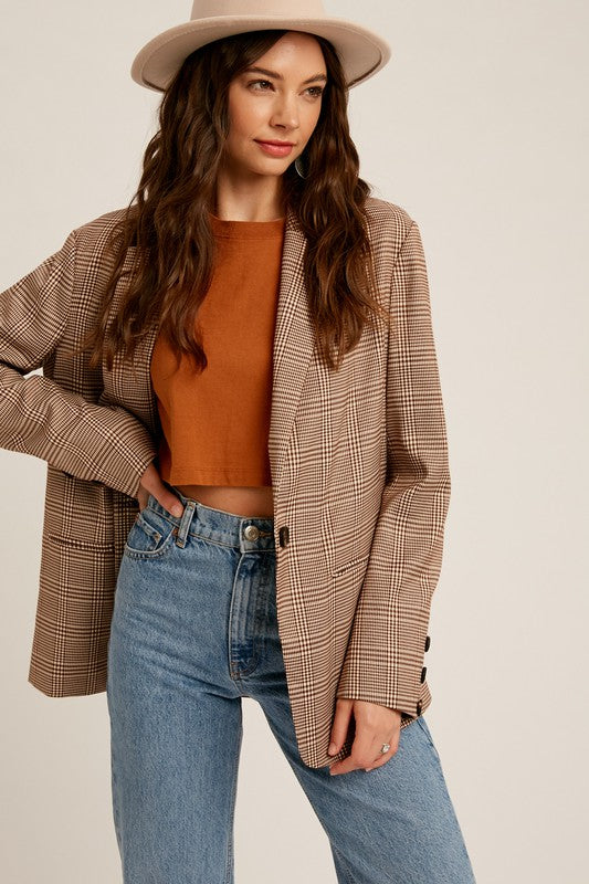 Plaid Oversized Blazer-blazer- Hometown Style HTS, women's in store and online boutique located in Ingersoll, Ontario