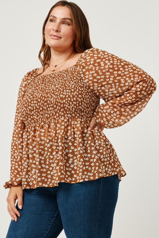 Square Neck Peplum Blouse - EX- Hometown Style HTS, women's in store and online boutique located in Ingersoll, Ontario