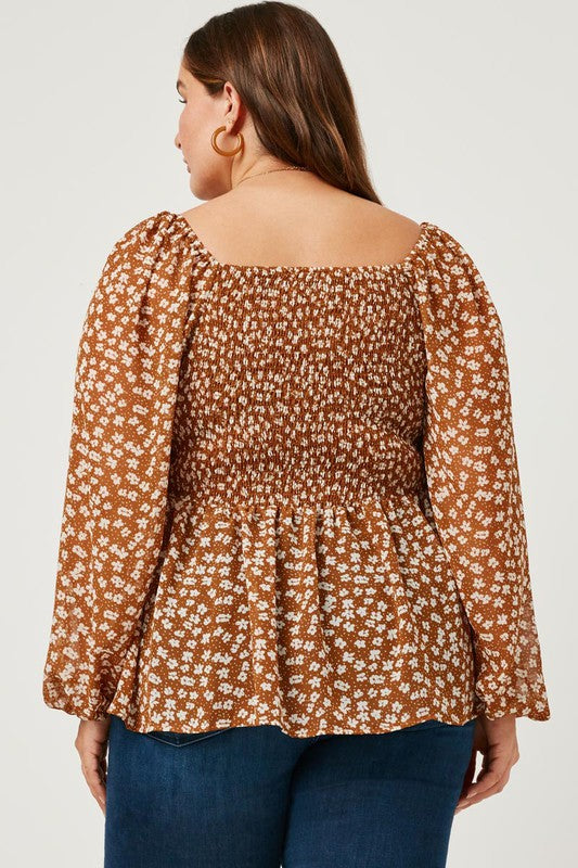 Square Neck Peplum Blouse - EX- Hometown Style HTS, women's in store and online boutique located in Ingersoll, Ontario