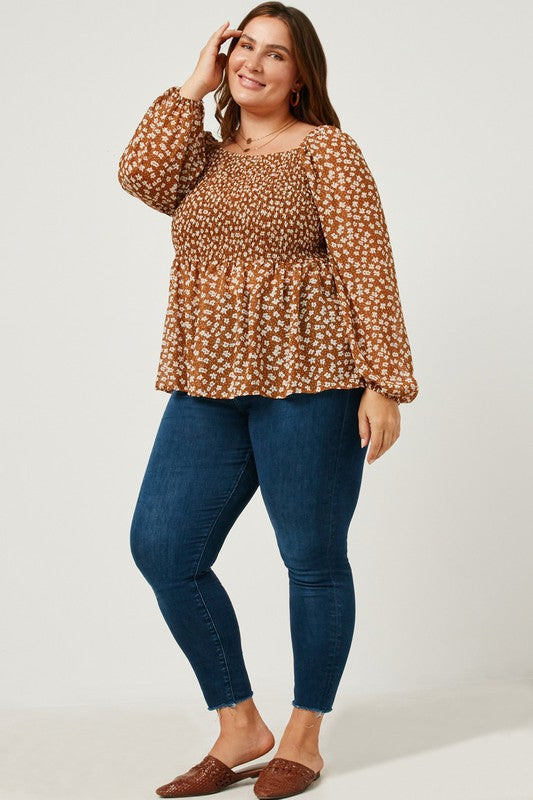 Square Neck Peplum Blouse - EX- Hometown Style HTS, women's in store and online boutique located in Ingersoll, Ontario