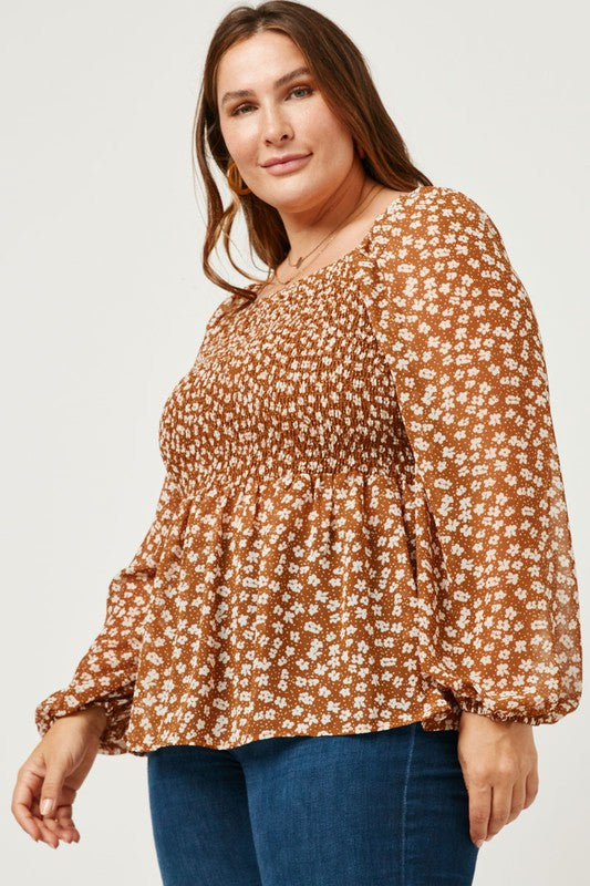 Square Neck Peplum Blouse - EX- Hometown Style HTS, women's in store and online boutique located in Ingersoll, Ontario