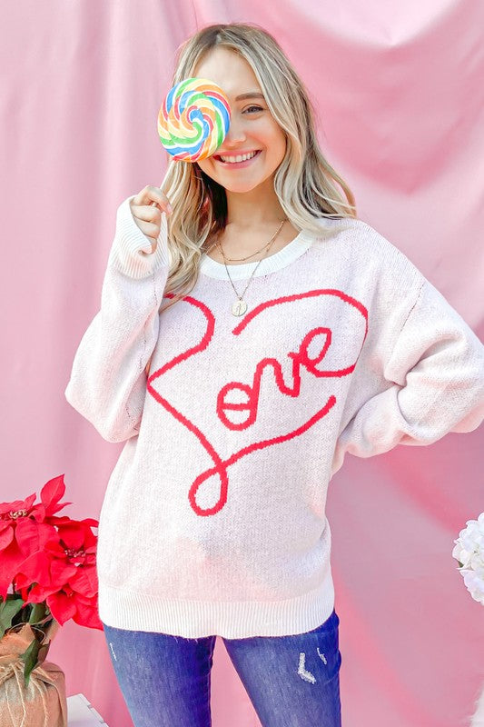 Love Valentines Day Sweater - Ivory-Sweater- Hometown Style HTS, women's in store and online boutique located in Ingersoll, Ontario