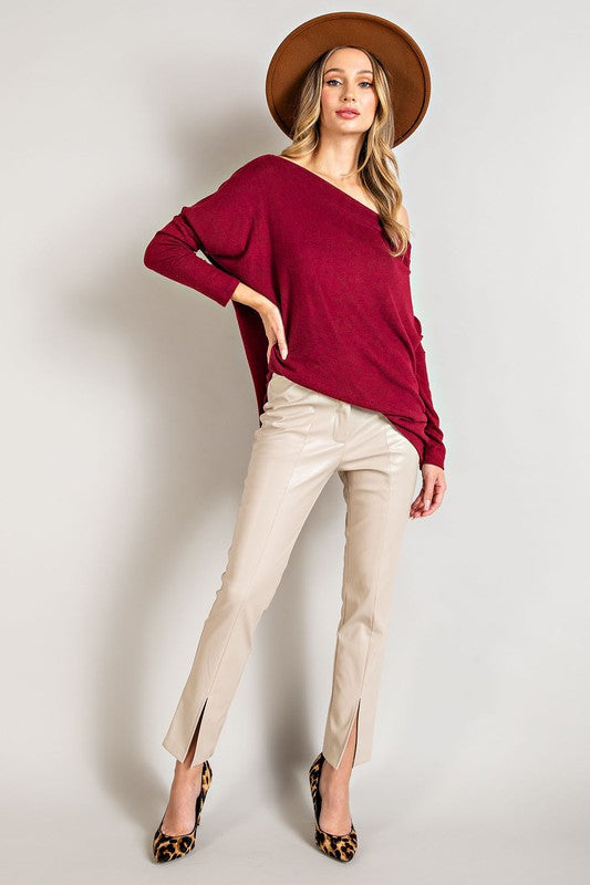 Long Sleeve, Off Shoulder Top - Ruby-Sweater- Hometown Style HTS, women's in store and online boutique located in Ingersoll, Ontario