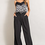 Wide Leg, Pleated Dress Pants - Black-dress pants- Hometown Style HTS, women's in store and online boutique located in Ingersoll, Ontario