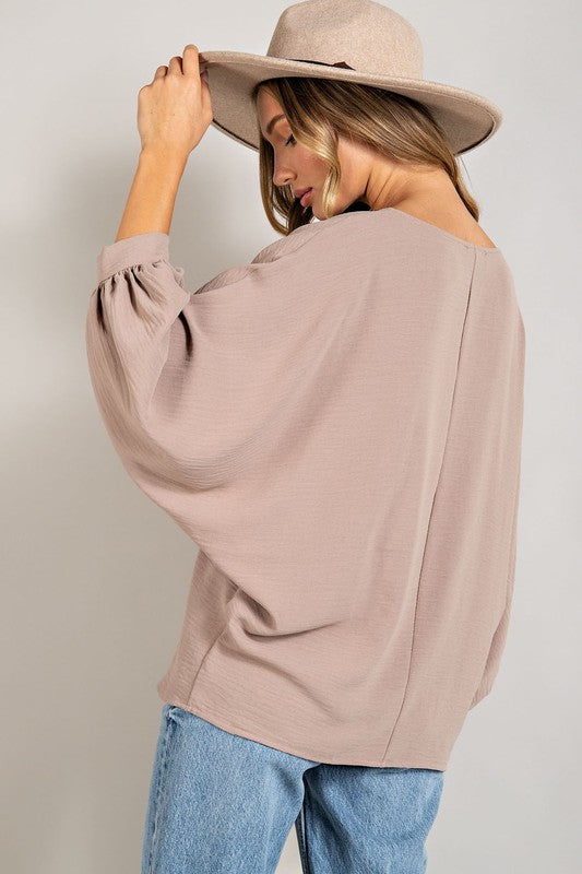 Puff Sleeve, V Neck Blouse - Coco-blouse- Hometown Style HTS, women's in store and online boutique located in Ingersoll, Ontario