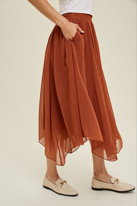 Chiffon Midi Skirt - Coco-Skirt- Hometown Style HTS, women's in store and online boutique located in Ingersoll, Ontario