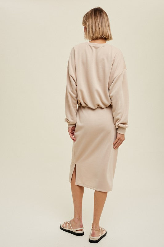 French Terry Pullover - Latte-Skirt- Hometown Style HTS, women's in store and online boutique located in Ingersoll, Ontario
