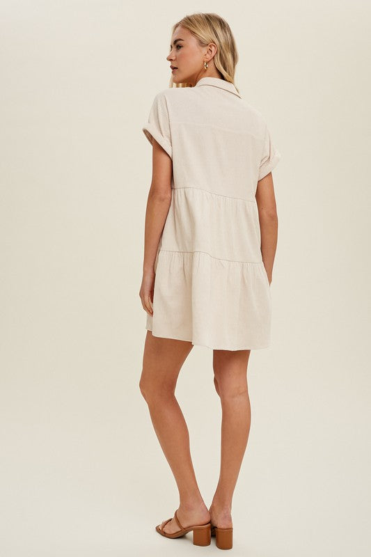 Corded Babydoll - Cream-Dress- Hometown Style HTS, women's in store and online boutique located in Ingersoll, Ontario