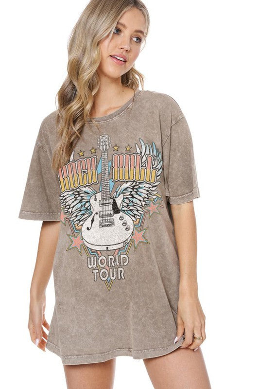 Rock n Roll Tee - Mocha-T shirt- Hometown Style HTS, women's in store and online boutique located in Ingersoll, Ontario
