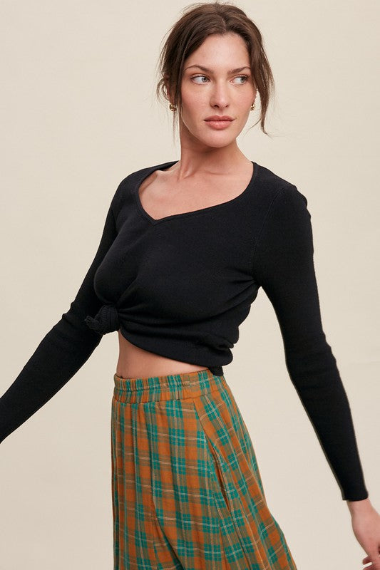 Ribbed Sweater Top - Black-Sweater- Hometown Style HTS, women's in store and online boutique located in Ingersoll, Ontario
