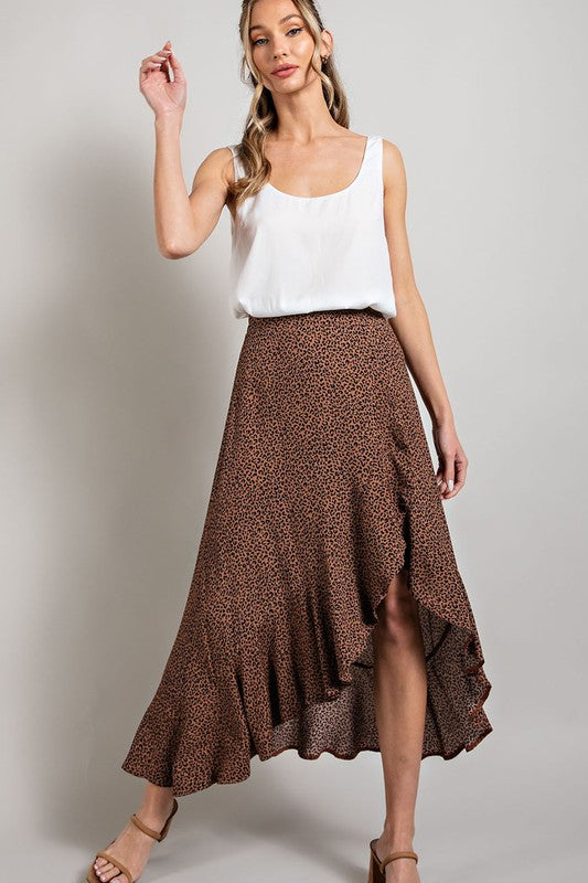 Midi skirt with open slit - Brown-skirt- Hometown Style HTS, women's in store and online boutique located in Ingersoll, Ontario