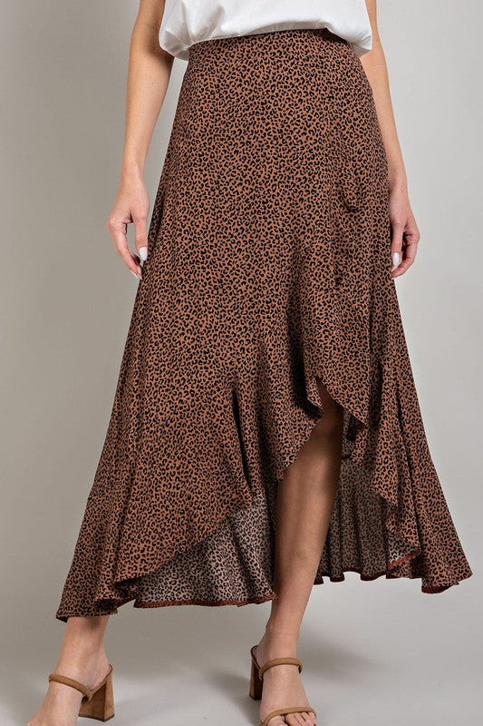 Midi skirt with open slit - Brown-skirt- Hometown Style HTS, women's in store and online boutique located in Ingersoll, Ontario