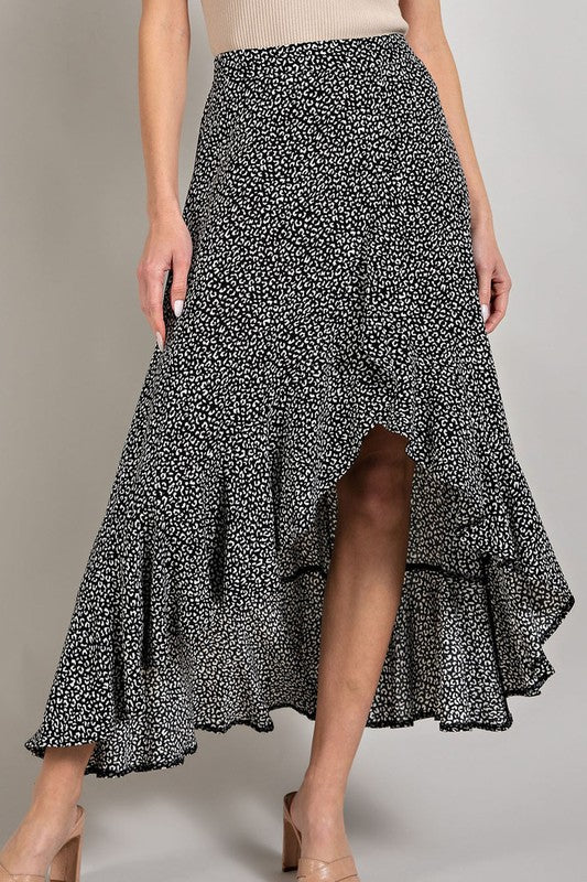 Midi skirt with open slit - Black-Skirt- Hometown Style HTS, women's in store and online boutique located in Ingersoll, Ontario