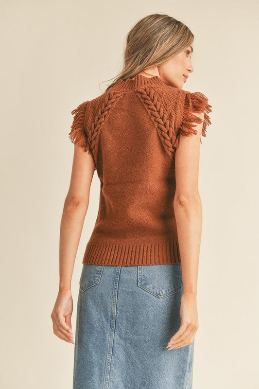 Shoulder Cable, Sleeveless Top - Camel-Tops- Hometown Style HTS, women's in store and online boutique located in Ingersoll, Ontario