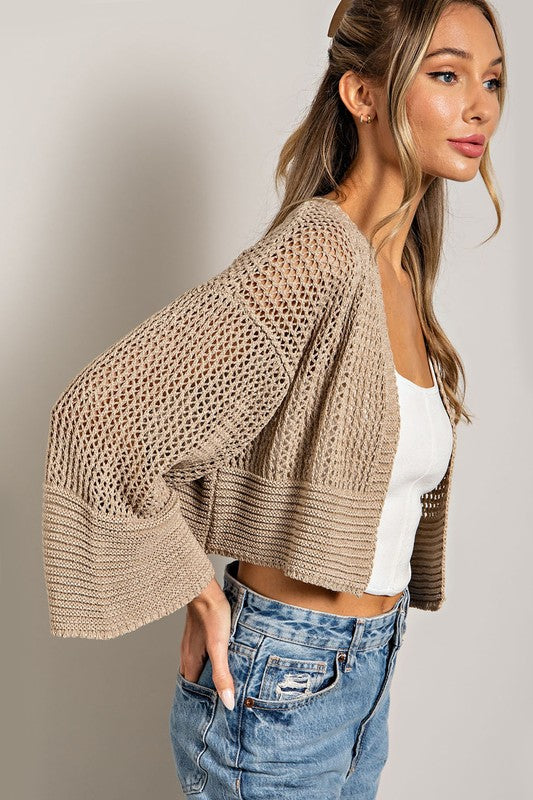 Cropped Eyelet Cardigan - Coco-cardigan- Hometown Style HTS, women's in store and online boutique located in Ingersoll, Ontario