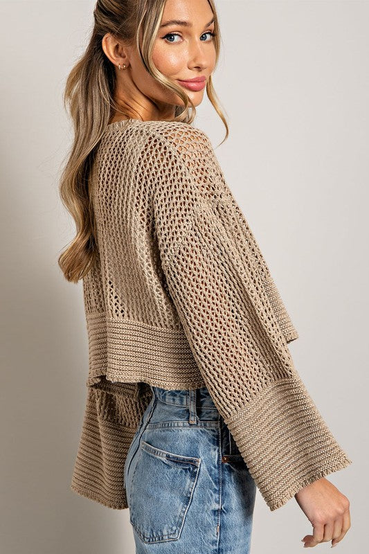Cropped Eyelet Cardigan - Coco-cardigan- Hometown Style HTS, women's in store and online boutique located in Ingersoll, Ontario