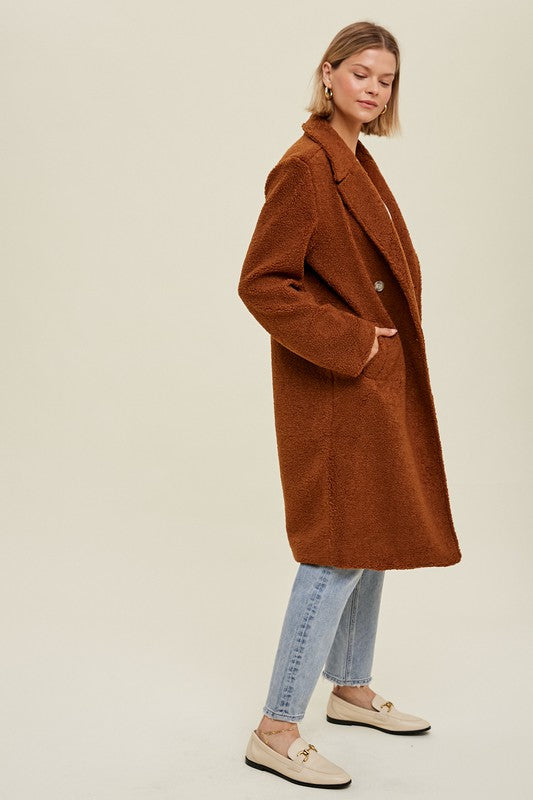 Sherpa Coat - Camel-Coats & Jackets- Hometown Style HTS, women's in store and online boutique located in Ingersoll, Ontario