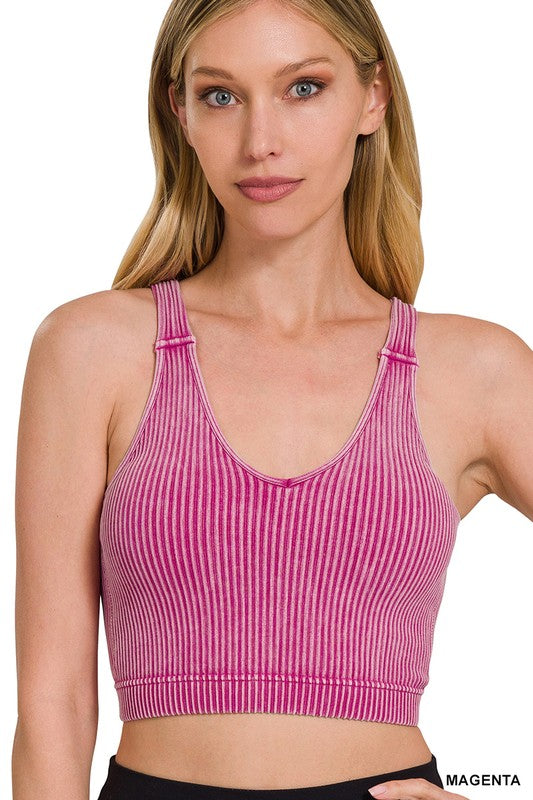 Ribbed Cropped Bra Top - Magenta-Crop Top- Hometown Style HTS, women's in store and online boutique located in Ingersoll, Ontario