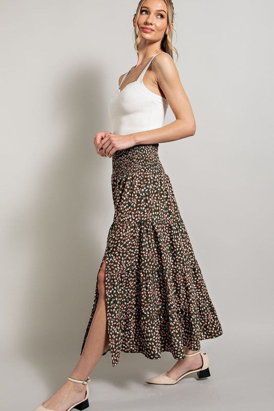 Printed Midi Skirt - Olive-Skirt- Hometown Style HTS, women's in store and online boutique located in Ingersoll, Ontario