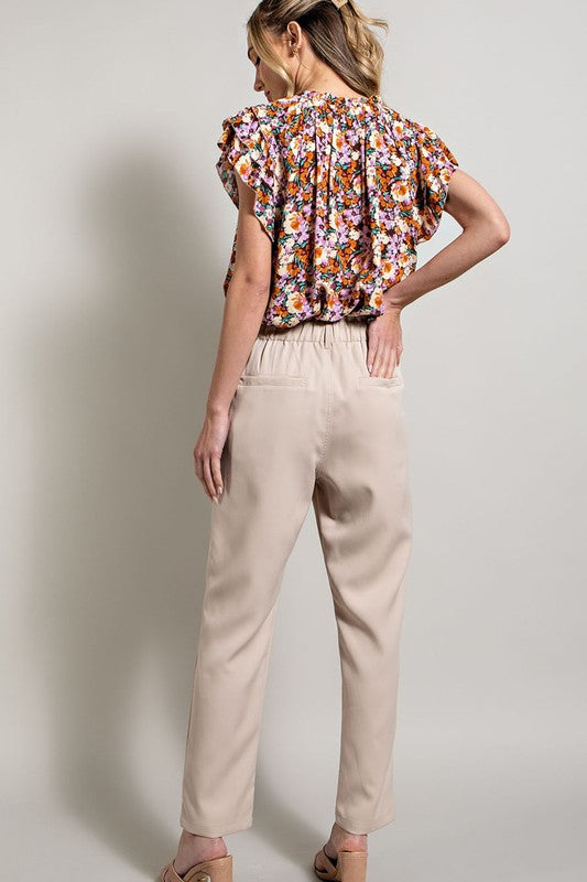Straight Leg Dress Pants - Oatmeal-Pants- Hometown Style HTS, women's in store and online boutique located in Ingersoll, Ontario