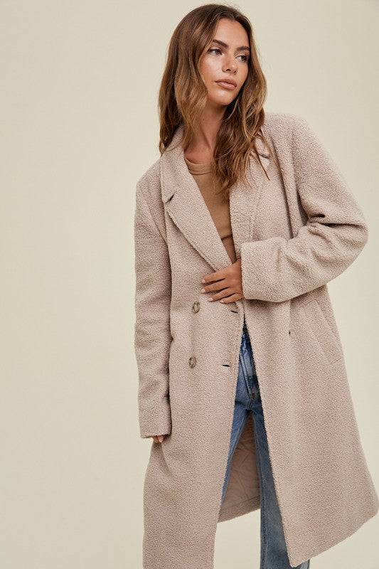 Sherpa Coat - Latte-Coats & Jackets- Hometown Style HTS, women's in store and online boutique located in Ingersoll, Ontario