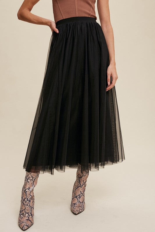 Elastic Waist, Tulle Skirt-Skirt- Hometown Style HTS, women's in store and online boutique located in Ingersoll, Ontario