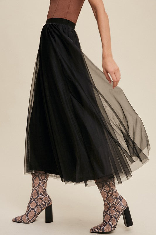 Elastic Waist, Tulle Skirt-Skirt- Hometown Style HTS, women's in store and online boutique located in Ingersoll, Ontario