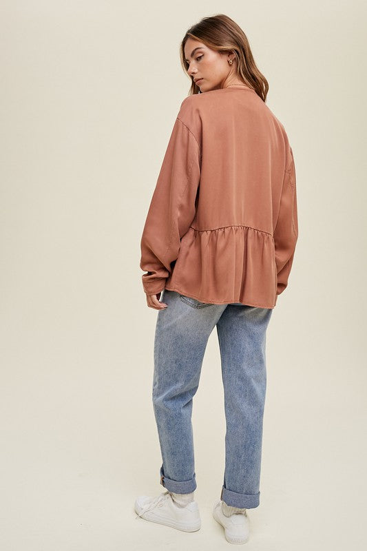 Peplum Jacket-Coats & Jackets- Hometown Style HTS, women's in store and online boutique located in Ingersoll, Ontario
