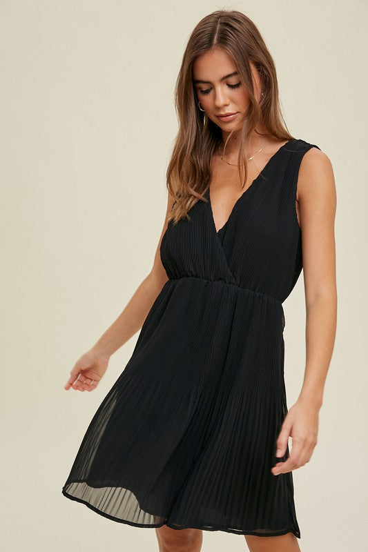 Pleated Mini Dress Black Hometown Style Inc