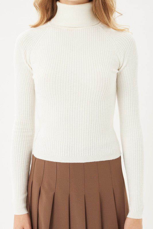 Turtleneck Ribbed Sweater - Ivory-Sweater- Hometown Style HTS, women's in store and online boutique located in Ingersoll, Ontario