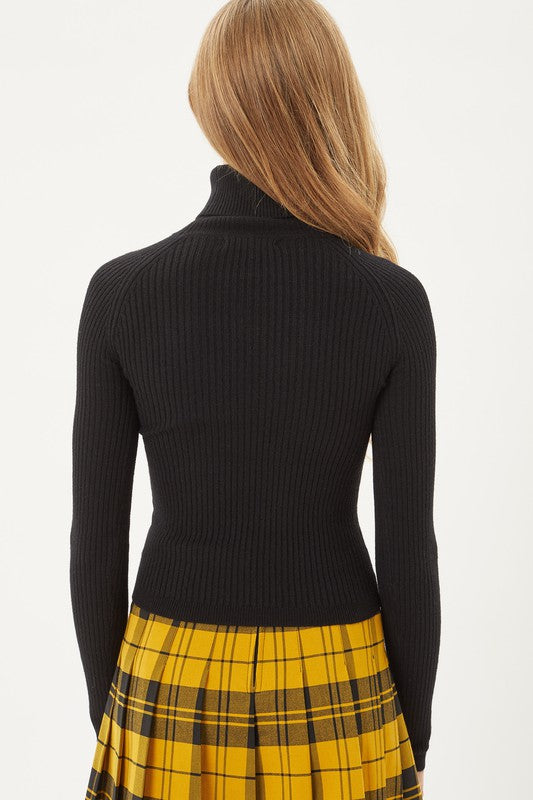 Turtleneck Ribbed Sweater - Black-Sweater- Hometown Style HTS, women's in store and online boutique located in Ingersoll, Ontario