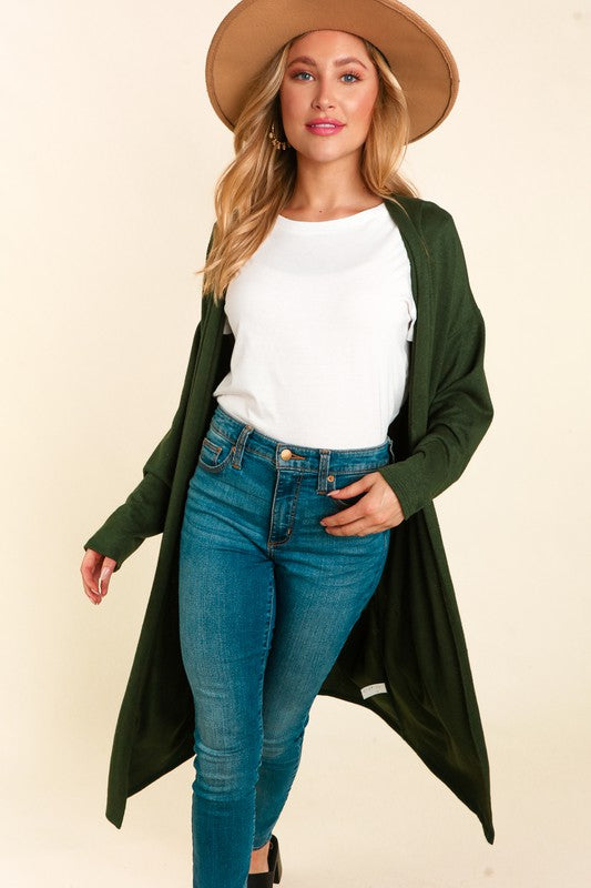Loose Fit Cardi - EX - Olive-cardigan- Hometown Style HTS, women's in store and online boutique located in Ingersoll, Ontario