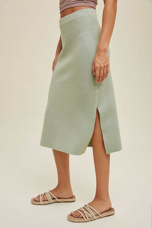 Sweater Skirt - Sage-Skirt- Hometown Style HTS, women's in store and online boutique located in Ingersoll, Ontario