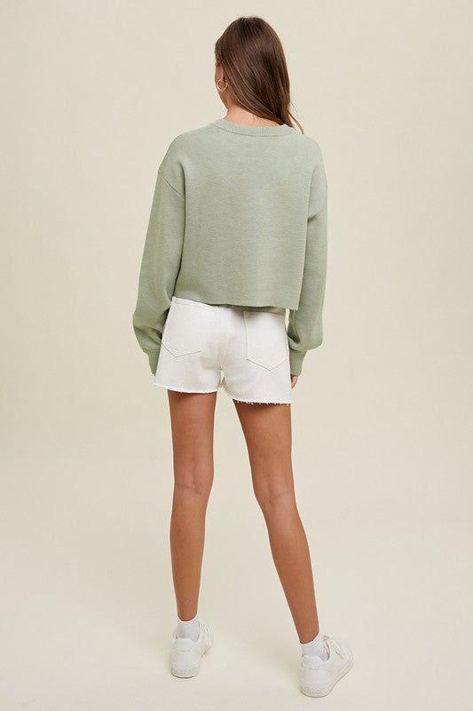 Crop Sweater - Sage-Sweater- Hometown Style HTS, women's in store and online boutique located in Ingersoll, Ontario