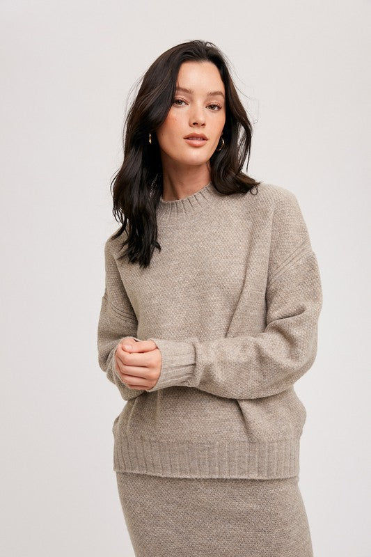 Mock Neck Pullover - Latte-Sweater- Hometown Style HTS, women's in store and online boutique located in Ingersoll, Ontario