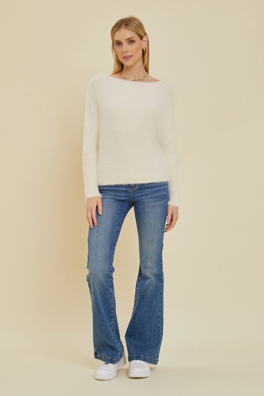 Shrug Fuzzy Sweater - Ivory-Sweater- Hometown Style HTS, women's in store and online boutique located in Ingersoll, Ontario