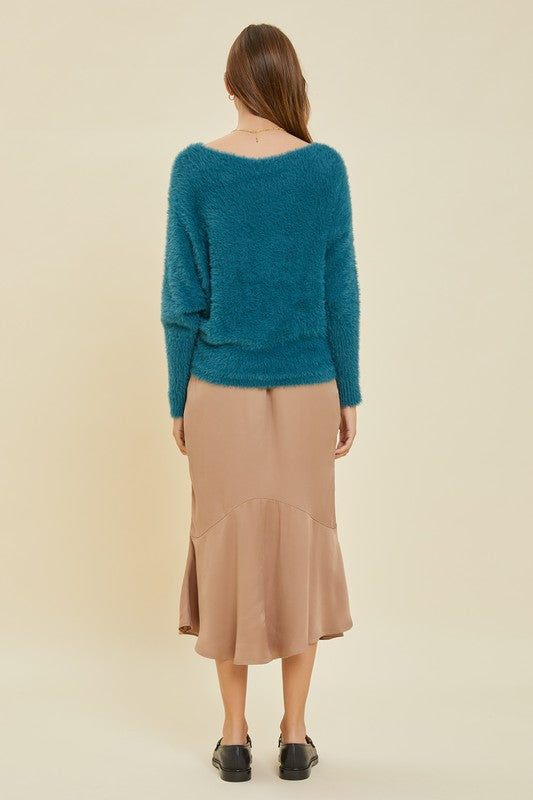 Shrug Fuzzy Sweater - Peacock-Sweater- Hometown Style HTS, women's in store and online boutique located in Ingersoll, Ontario