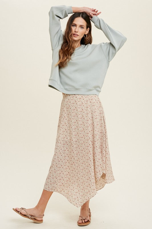 Floral Print Midi Skirt - Cream-Skirt- Hometown Style HTS, women's in store and online boutique located in Ingersoll, Ontario