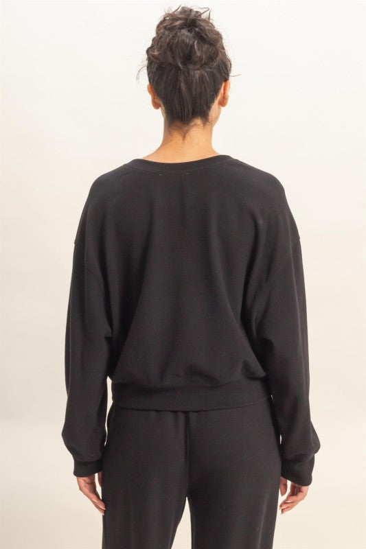 Ribbed Casual Pullover - Black-Casual Tops- Hometown Style HTS, women's in store and online boutique located in Ingersoll, Ontario