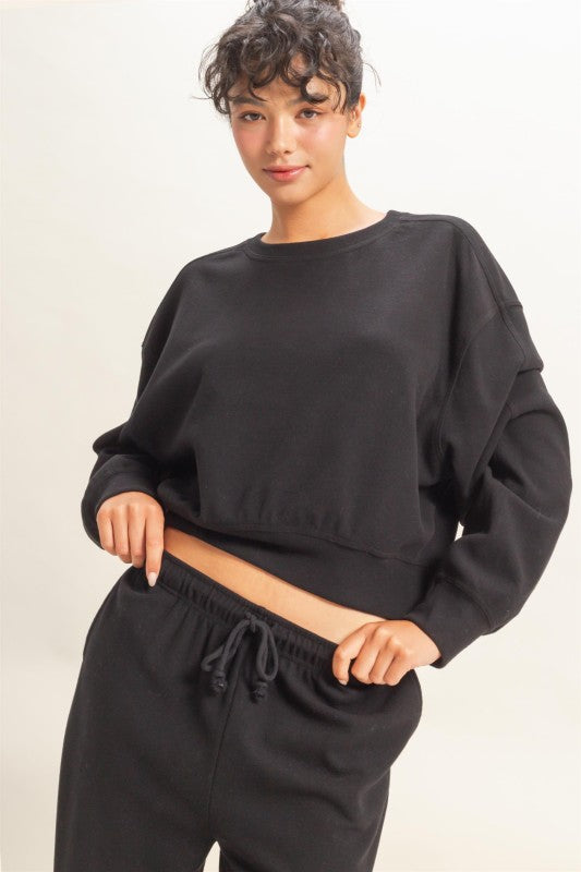 Ribbed Casual Pullover - Black-Casual Tops- Hometown Style HTS, women's in store and online boutique located in Ingersoll, Ontario