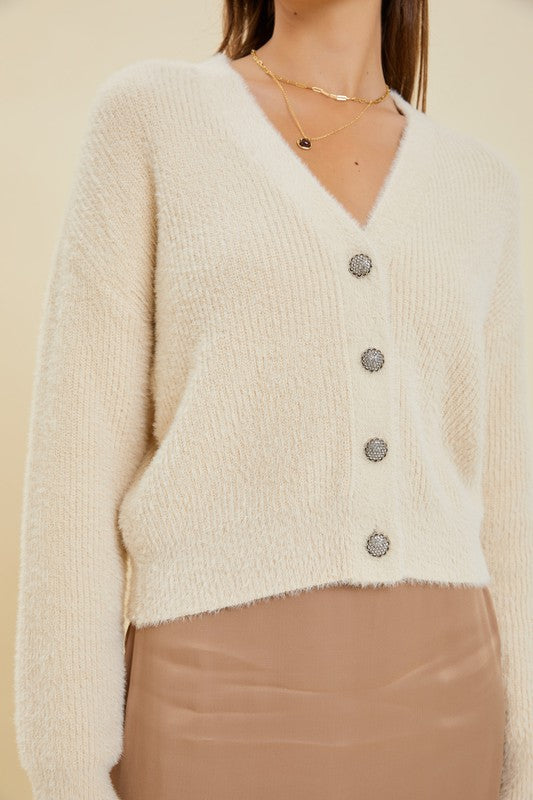 Fuzzy Ribbed Cardi - Blush-cardigan- Hometown Style HTS, women's in store and online boutique located in Ingersoll, Ontario