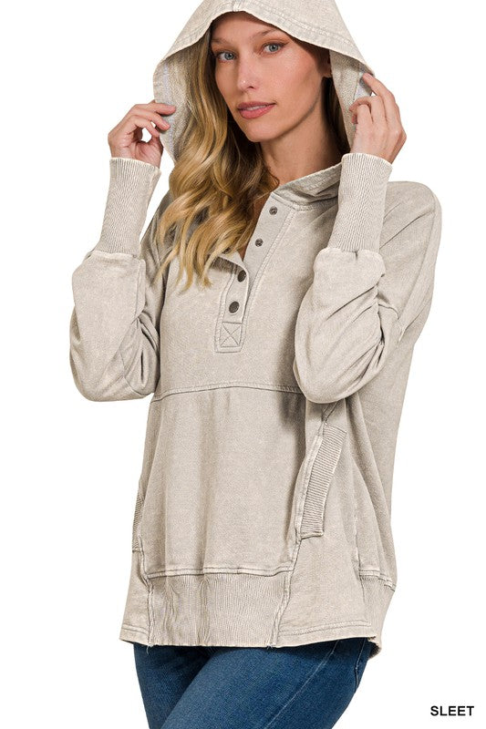 Acid Wash Hoodie - Sleet-Sweater- Hometown Style HTS, women's in store and online boutique located in Ingersoll, Ontario