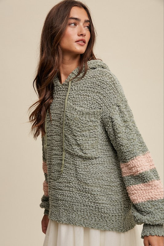 Popcorn Hoodie Sweater - Sage-Sweater- Hometown Style HTS, women's in store and online boutique located in Ingersoll, Ontario